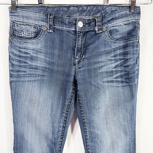 Seven7 Size 12 Jeans Boot Cut Flare‎ Mid Rise Blue Denim Womens Pants 449 - Picture 3 of 14